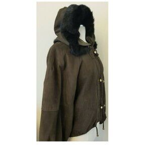 Inca Mallorca Spain Leather Jacket with Sheepskin Hood Sz.-M Brown